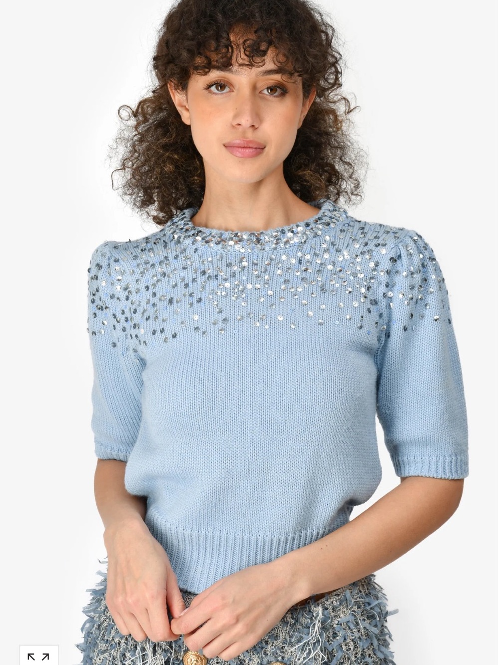 Cinq a Sept blue embellished sweater XS